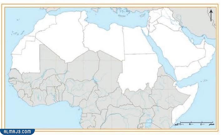 خريطة صماء للوطن العربي ملونة