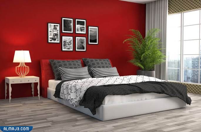 دهان غرفة نوم بلون أحمر رومانسي