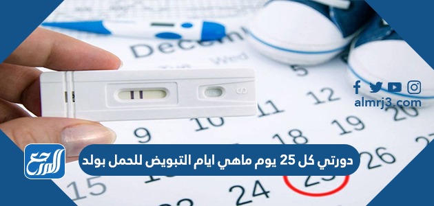 دورتي كل 25 يوم ماهي ايام التبويض للحمل بولد