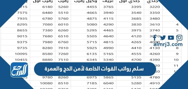 سلم رواتب القوات الخاصة لأمن للحج والعمرة