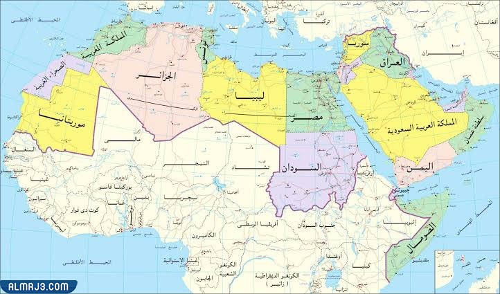 صور خريطة العالم العربي بالتفصيل