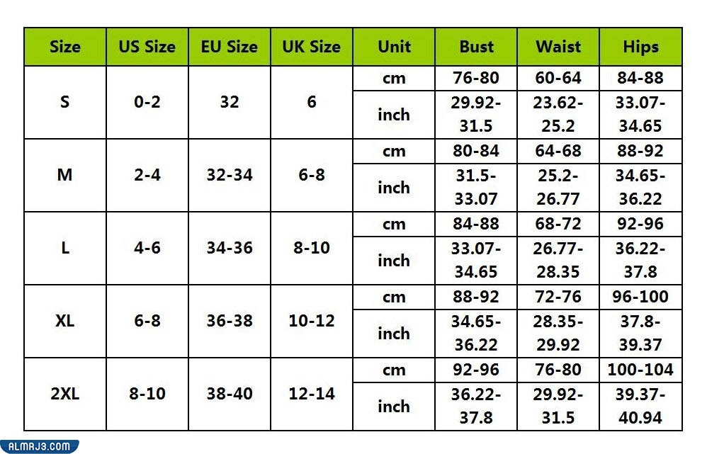 قياس S يلبس كم كيلو