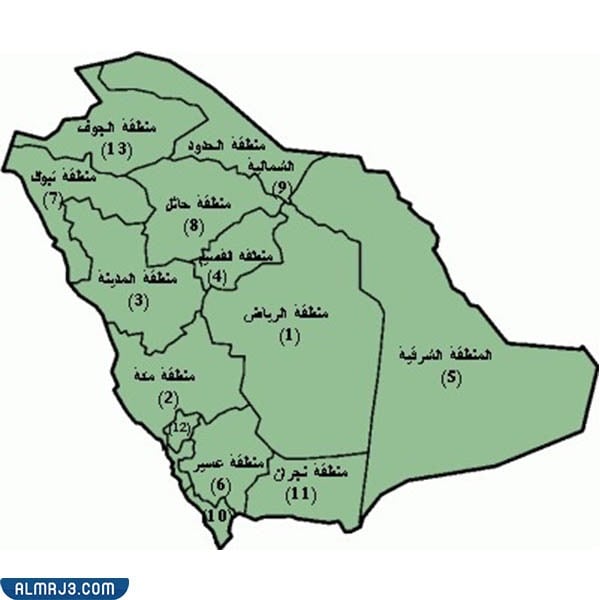 خريطة مناطق المملكة 