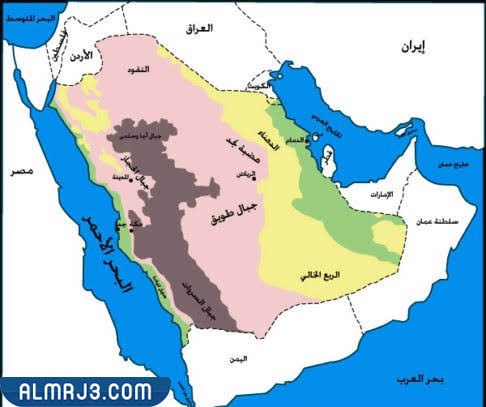 خريطة الهضاب السعودية
