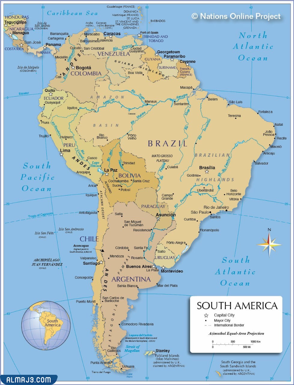 الخارطة السياسية لقارة أمريكا الجنوبية
