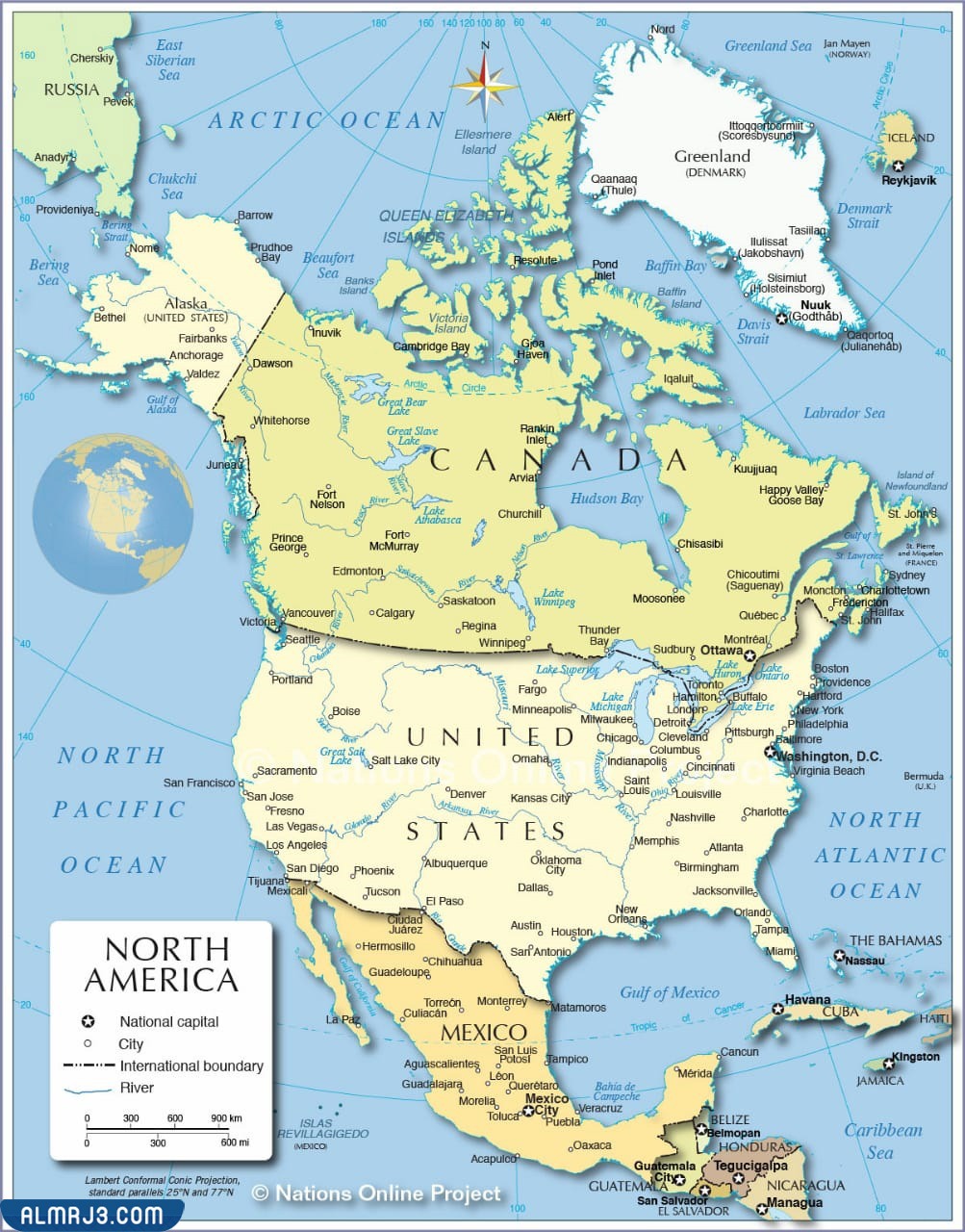 الخارطة السياسية لقارة أمريكا الشمالية