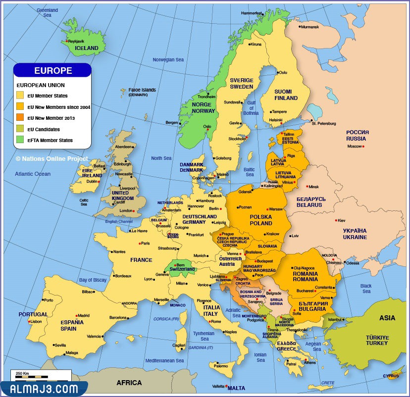 الخارطة السياسية لقارة أوروبا