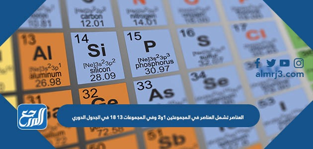 العناصر تشمل العناصر في المجموعتين 1و2 وفي المجموعات 13 18 في الجدول الدوري