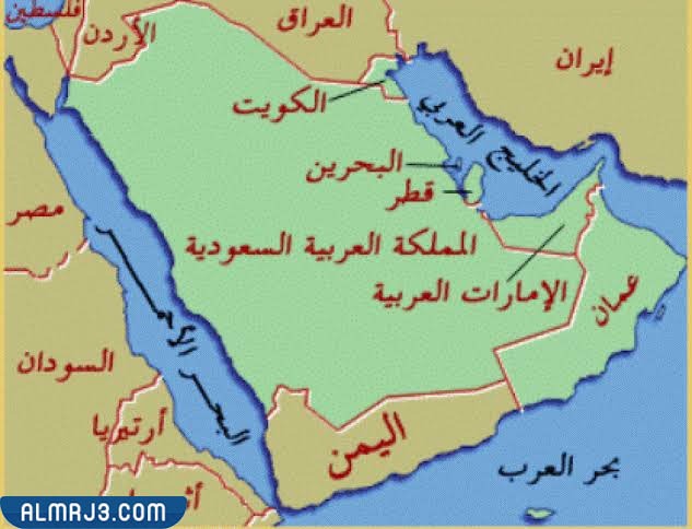 خريطة دول مجلس التعاون الخليجي