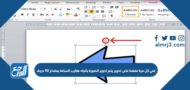 في كل مرة نضغط على تدوير يتم تدوير الصورة باتجاه عقارب الساعة بمقدار 90 درجة.