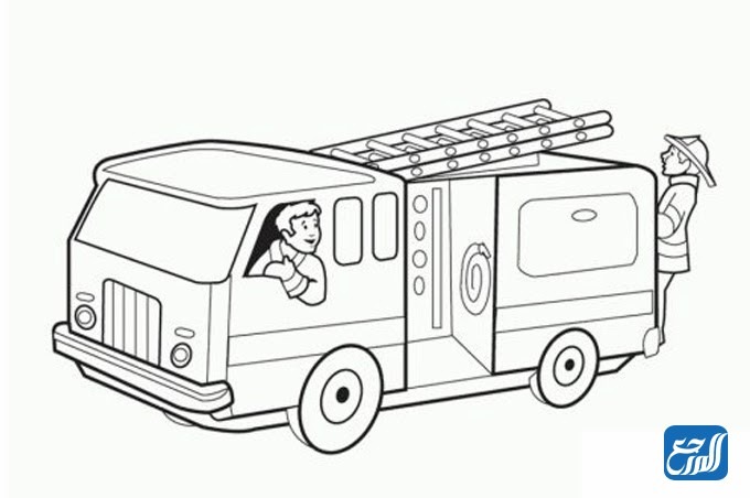 رسم سيارة إطفاء ليوم أطفال الدفاع المدني 