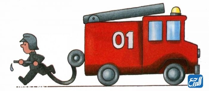 رسم سيارة إطفاء ليوم أطفال الدفاع المدني