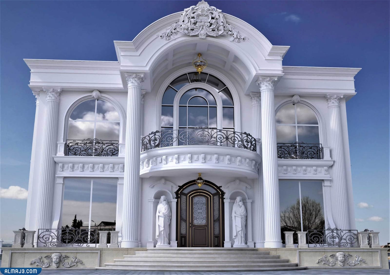 مداخل بيوت كلاسيك من الخارج مع الدرج