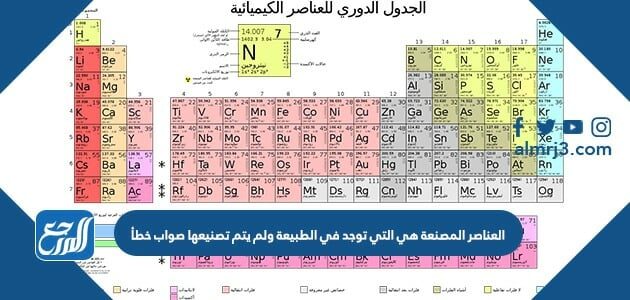 العناصر المصنعة هي التي توجد في الطبيعة ولم يتم تصنيعها صواب خطأ