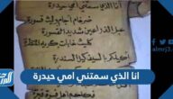 انا الذي سمتني امي حيدرة شرح