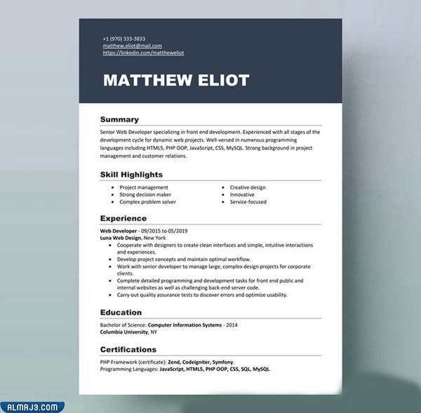 تحميل نموذج سيرة ذاتية عربي انجليزي جاهز وورد