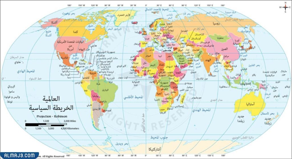 خريطة العالم الحقيقية بالعربي 