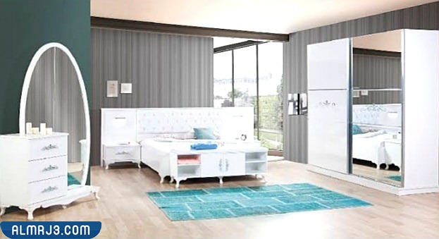 غرف نوم مودرن كاملة بالدولاب والتسريحه - التصاميم الملونة بالألوان الزاهية