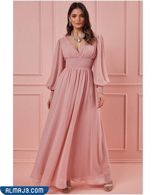 فستان ماكسي شيفون زهري