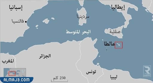موقع دولة جزيرة مالطا