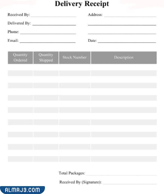 نموذج لوصل التسليم - الاعتماد المستندي