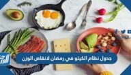 جدول نظام الكيتو في رمضان لانقاص الوزن