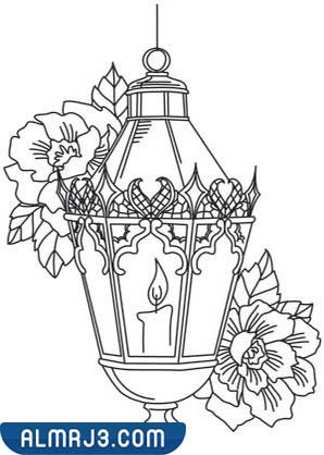 رسومات فانوس رمضان أبيض واسود