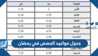 جدول مواعيد الحصص في رمضان 1443