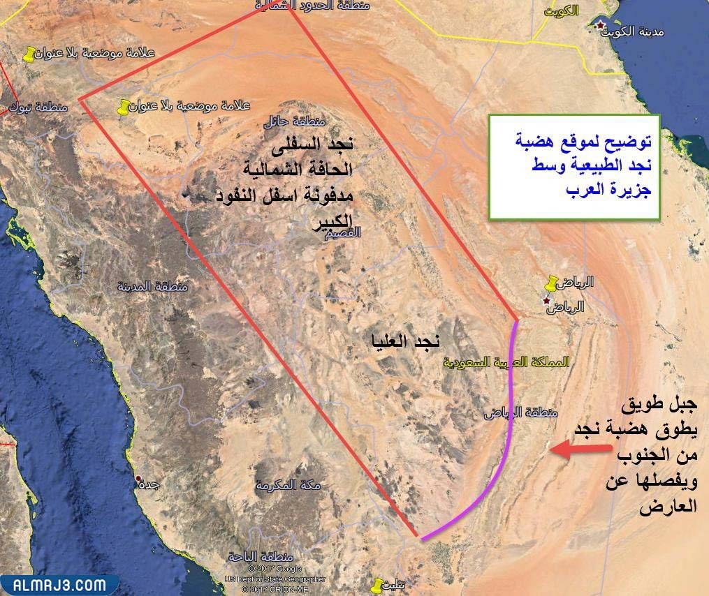 خريطة جبل طويق