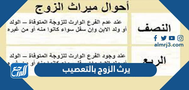 يرث الزوج بالتعصيب