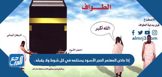 إذا حاذى المعتمر الحجر الأسود يستلمه في كل شوط ولا يقبله .