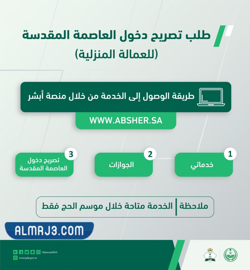 إصدار تصريح دخول مكة للعمالة المنزلية عبر أبشر