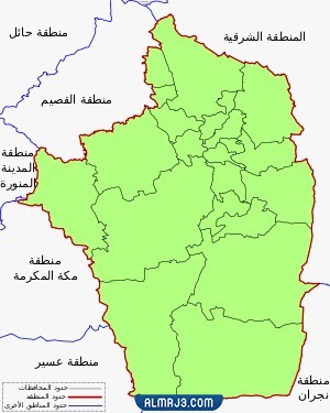 خريطة حدود منطقة القصيم