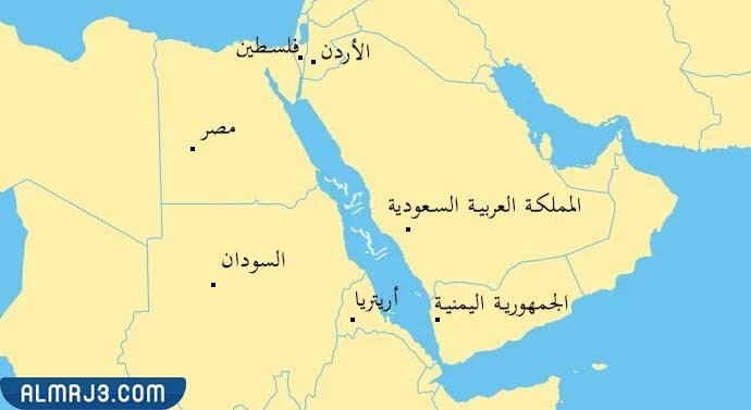 خريطة الدول المطلة على البحر الاحمر