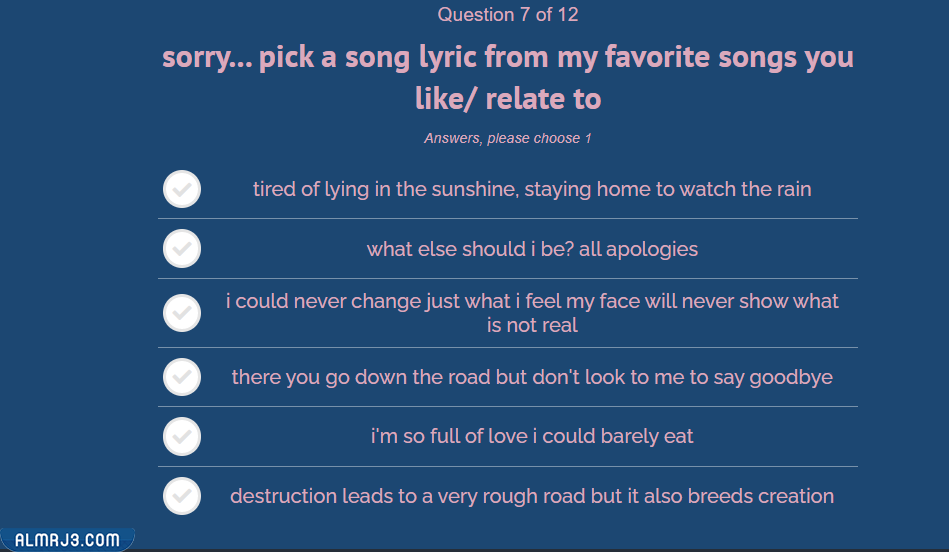 أسئلة اختبار اي نوع من مشاعري