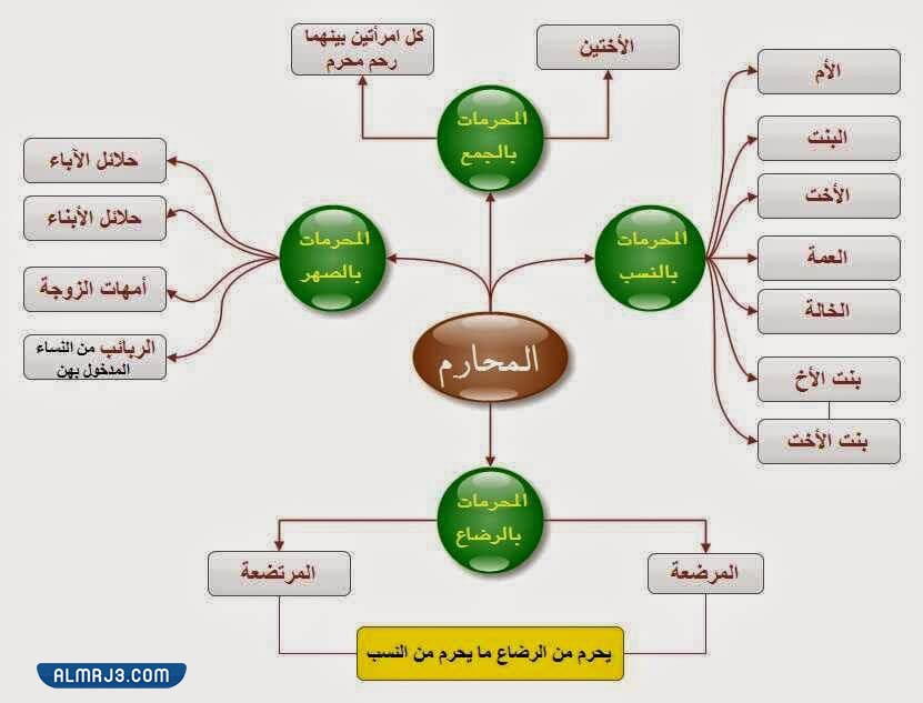 خريطة مفاهيم المحرمات من النساء