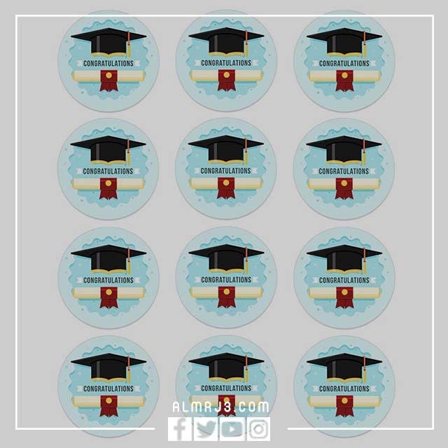 ملصقات تخرج مع قبعات