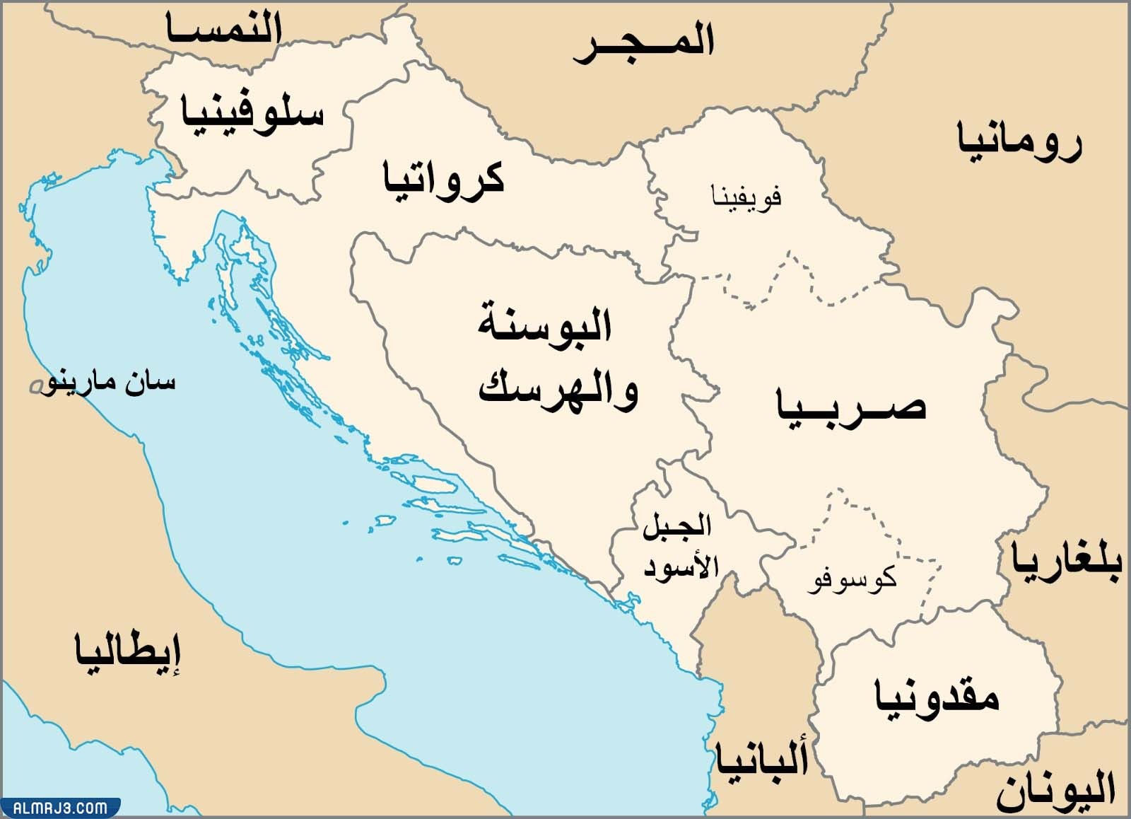 أين الجبل الأسود على الخريطة؟