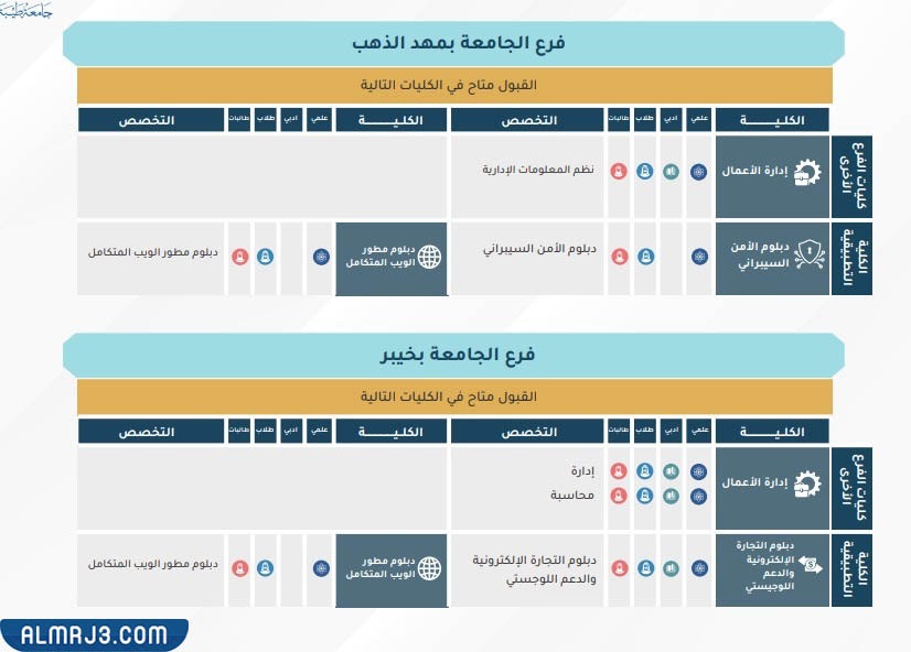 كليات جامعة طيبة في السعودية