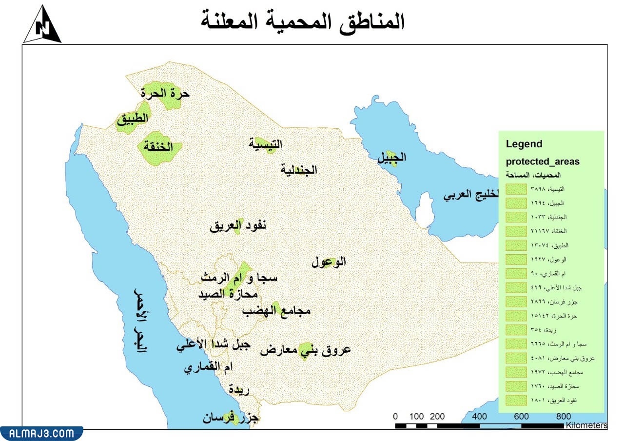 خريطة الاحتياطيات في المملكة العربية السعودية 