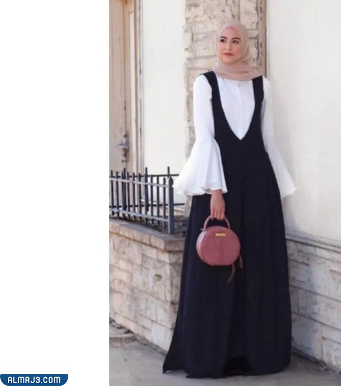 فساتين سهرة بالأبيض والأسود للمحجبات