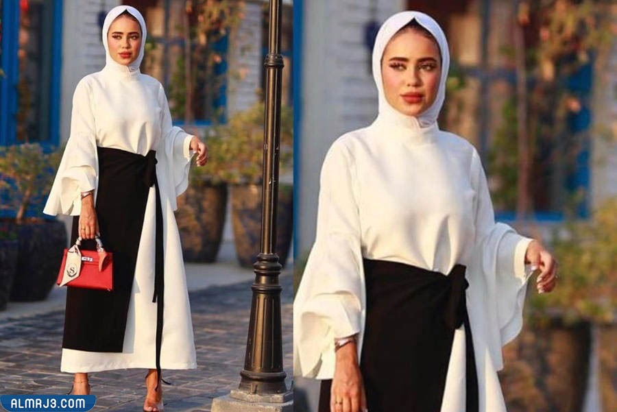 فساتين سهرة بالأبيض والأسود للمحجبات