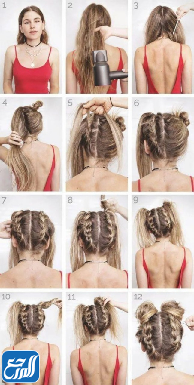 تسريحات شعر للمدرسة للشعر المتوسط بالخطوات