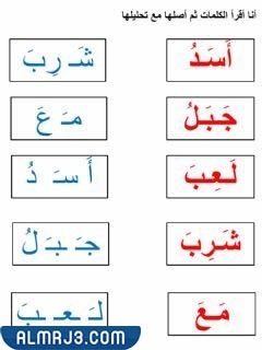 تمارين تحليل الكلمات إلى مقاطع