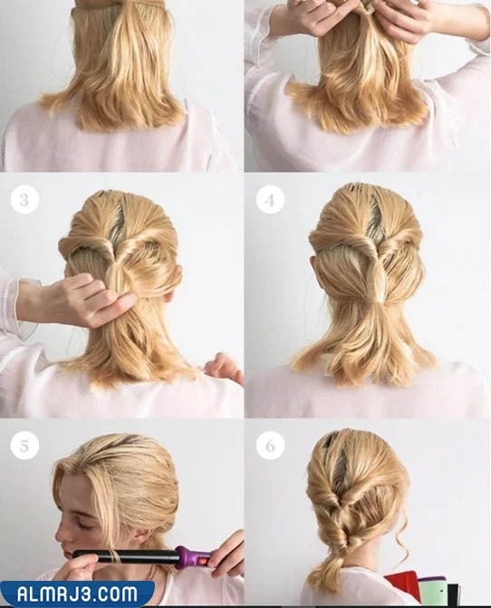 صور تسريحات شعر للمدرسة للشعر المتوسط بالخطوات