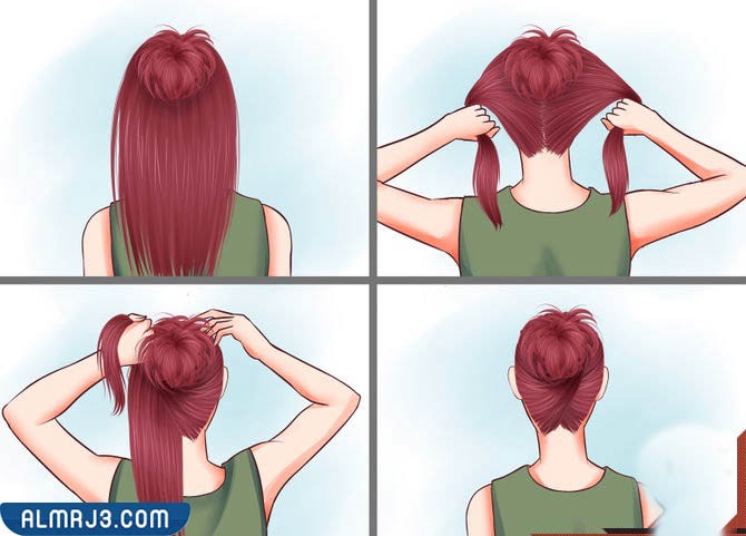 صور تسريحات شعر للمدرسة للشعر المتوسط بالخطوات