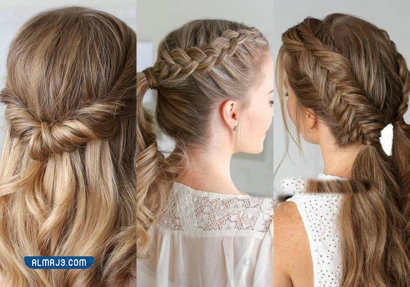 صور تسريحات شعر للمدرسة للشعر المتوسط بالخطوات
