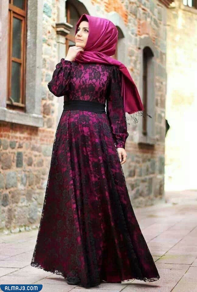 فساتين دانتيل سهرة محجبات