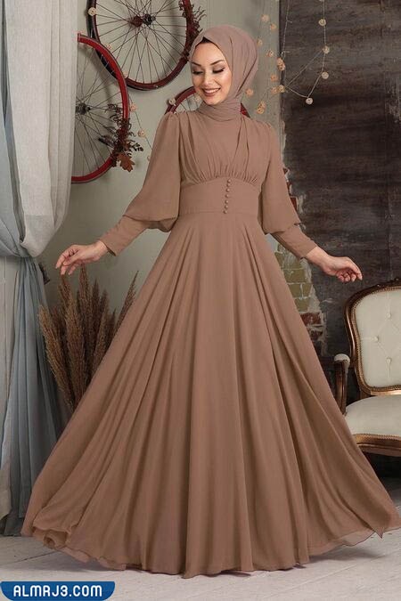 فساتين محجبات خروج تفصيل 2022 بالصور