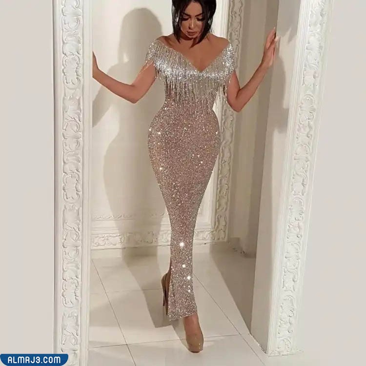 فساتين سهرة لامعة بالترتر لغير المحجبات